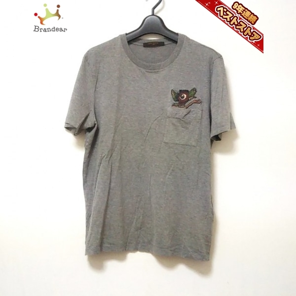 ルイヴィトン LOUIS VUITTON 半袖Tシャツ サイズM H4JR51JEZ チャップマンブラザーズ グレー メンズ クルーネック トップス