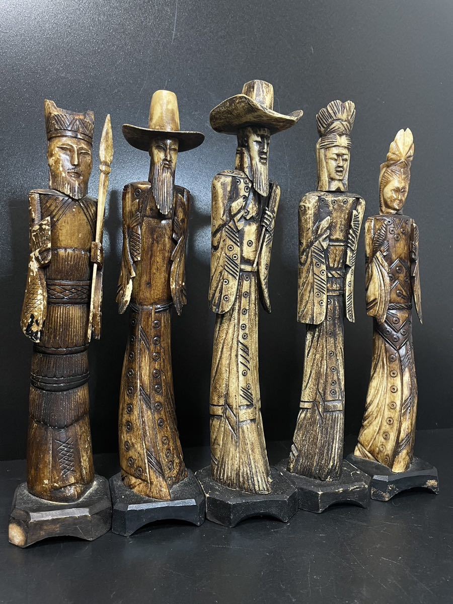 置物 骨製 鹿角 鹿ツノ 人物置物 骨材 仏像 本時代 細密細工 古美術品