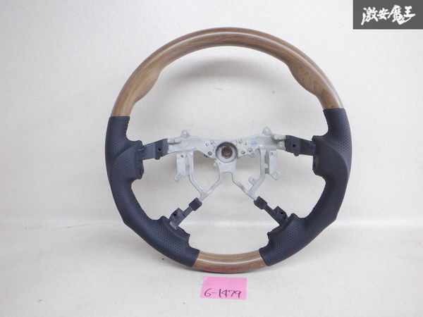 未使用 社外 ACR50 GSR50 エスティマ ウッドコンビ ステアリング ハンドル パンチングレザー 艶無し 茶木目 ガングリップ コブ 約39φ