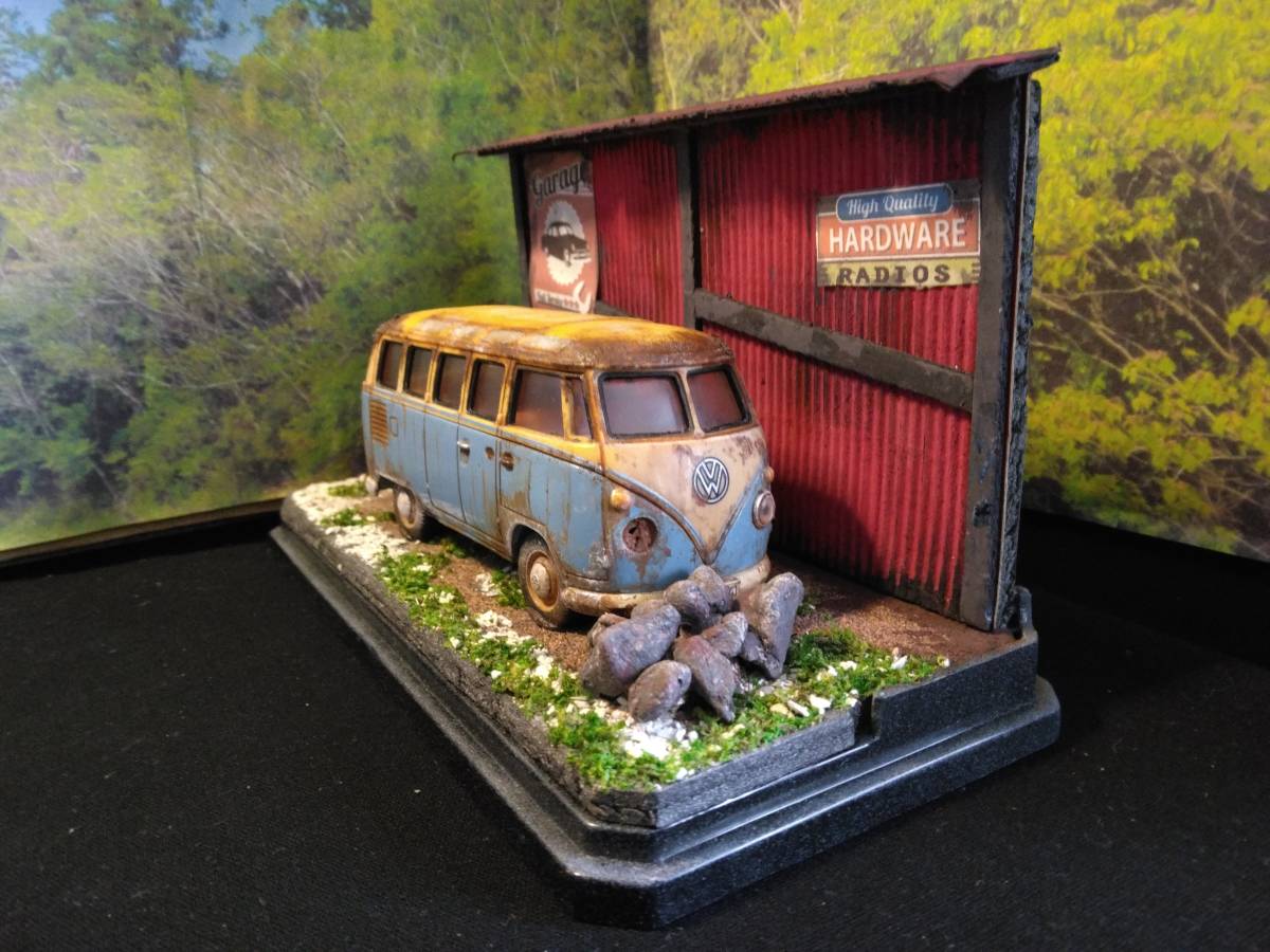 フォルクスワーゲン ワーゲンバス 昭和レトロな風景 自作ジオラマ完成 