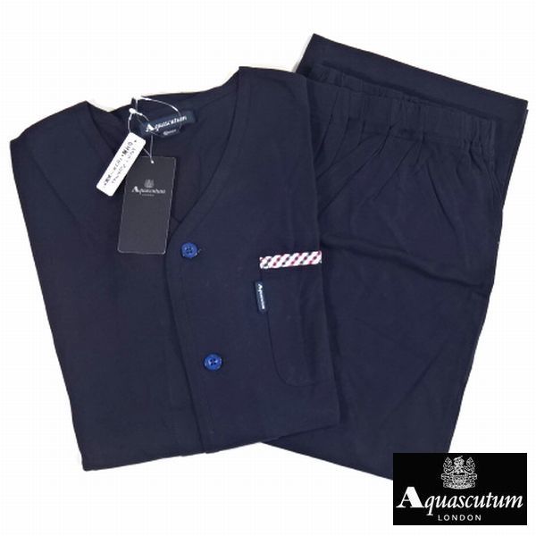 新品 アクアスキュータム Aquascutum パジャマ 部屋着 6分袖 シャツ 7 