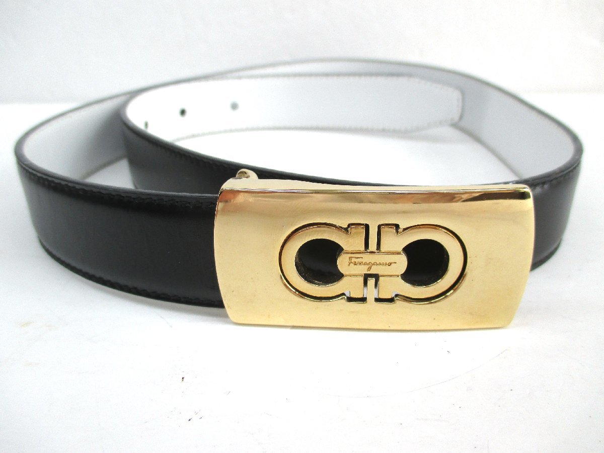 フェラガモ ガンチーニ ベルト FERRAGAMO レザー ブラック ガンチーニ