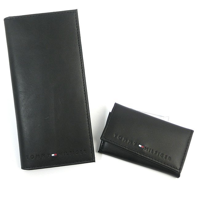 【新品訳あり2点セット YT05】トミーヒルフィガー 長財布 ＆ キーケース 黒2点セット TOMMY HILFIGER 二つ折り＆6連