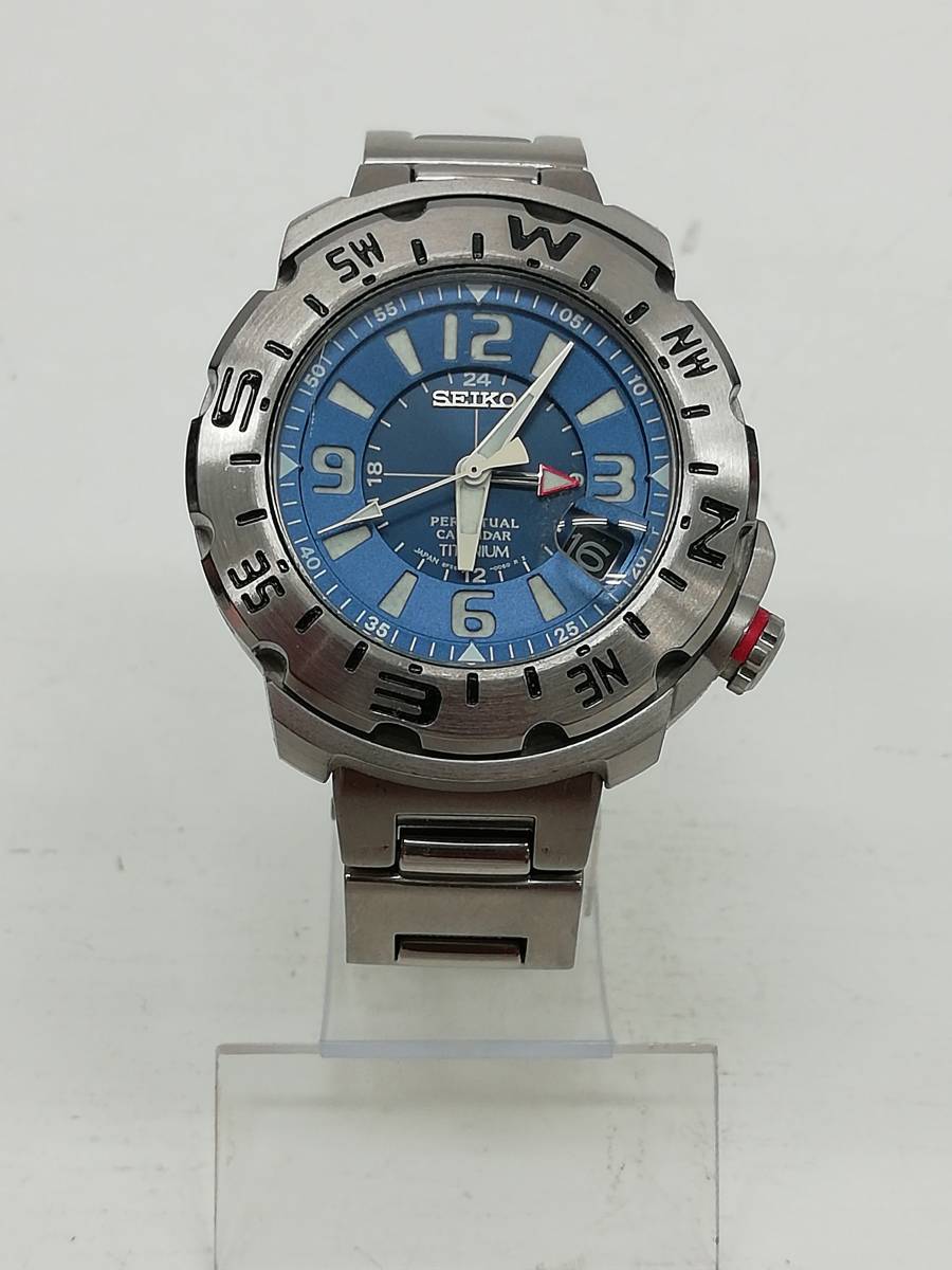 SEIKO プレサージュ 6M13-7000 パーペチュアルカレンダー 青針