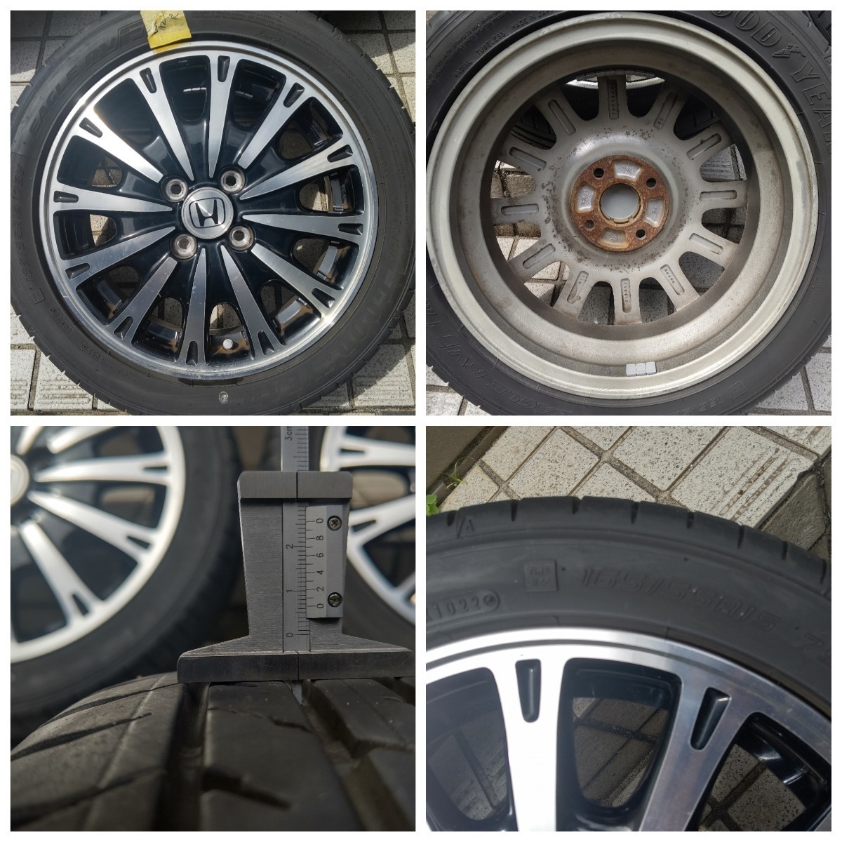ホンダ N-BOXカスタム 純正アルミホイール EAGLE RV-F 165/55R15 75V 