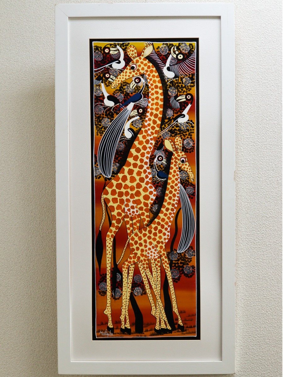 アフリカ ティンガティンガ キリン アフリカの絵画 ティンガティンガ
