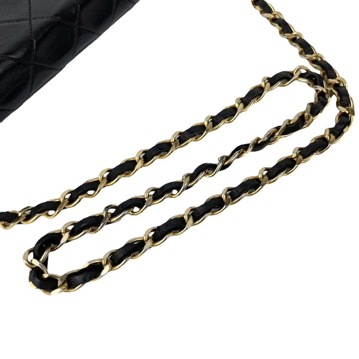  CHANEL シャネル ココマーク マトラッセ ショルダーバッグ チェーン ゴールド金具 フルフラップ ラムスキン ラムレザー ブラック 黒