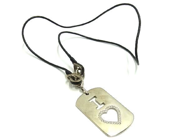 1円 ■美品■ DOLCE&GABBANA ドルチェ&ガッバーナ ハート ラインストーン ネックレス ペンダント アクセサリー シルバー系 BD8228