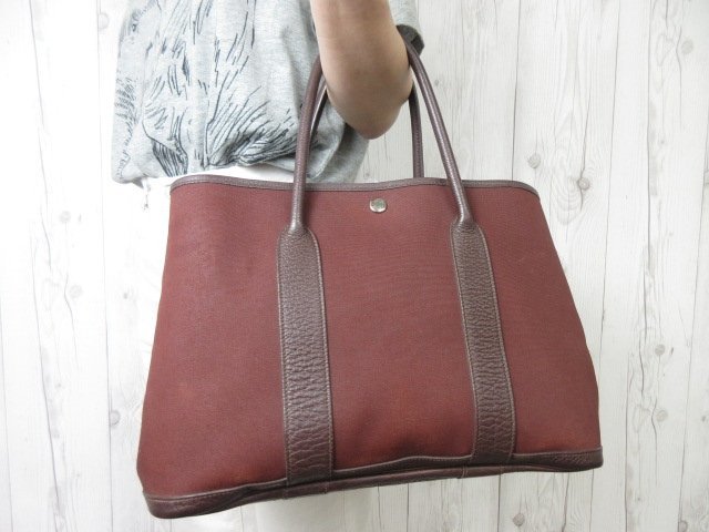 【超美品】エルメス/ガーデンパーティ/バッグ/□G 黒より茶