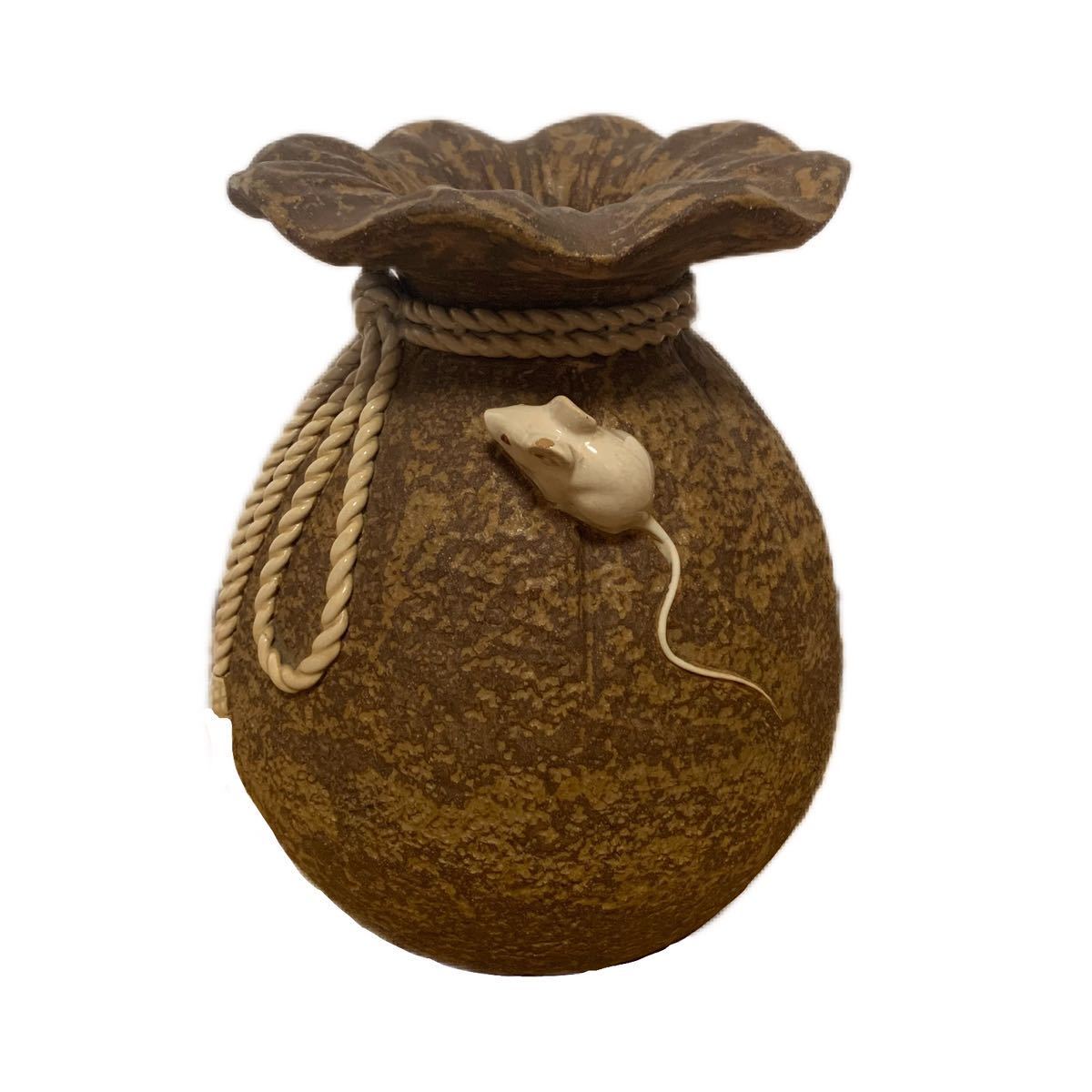 信楽焼 宝袋 宝壺 花器 花瓶 金運 縁起物 信楽焼 宝袋 宝壺 花器