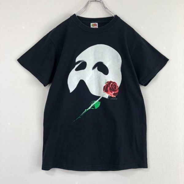 THE PHANTOM OF THE OPERA オペラ座の怪人 蓄光プリント 半袖 Tシャツ ブラック メンズ M 古着 114