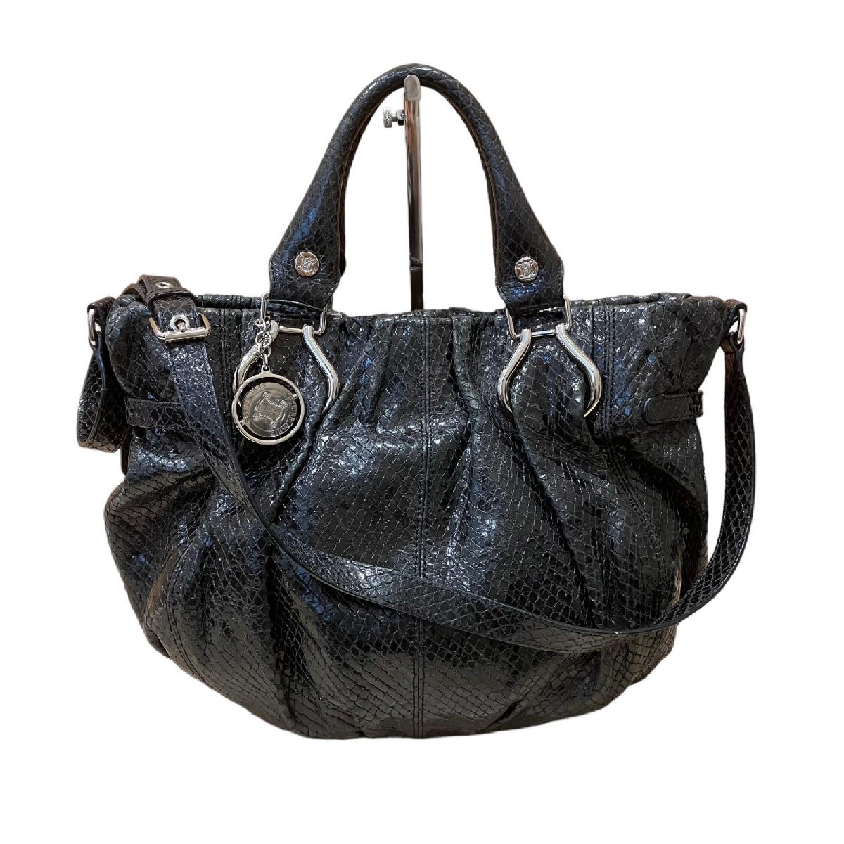 CELINE セリーヌ ピロースモール 2way ハンドバッグ パイソン柄 型押し 