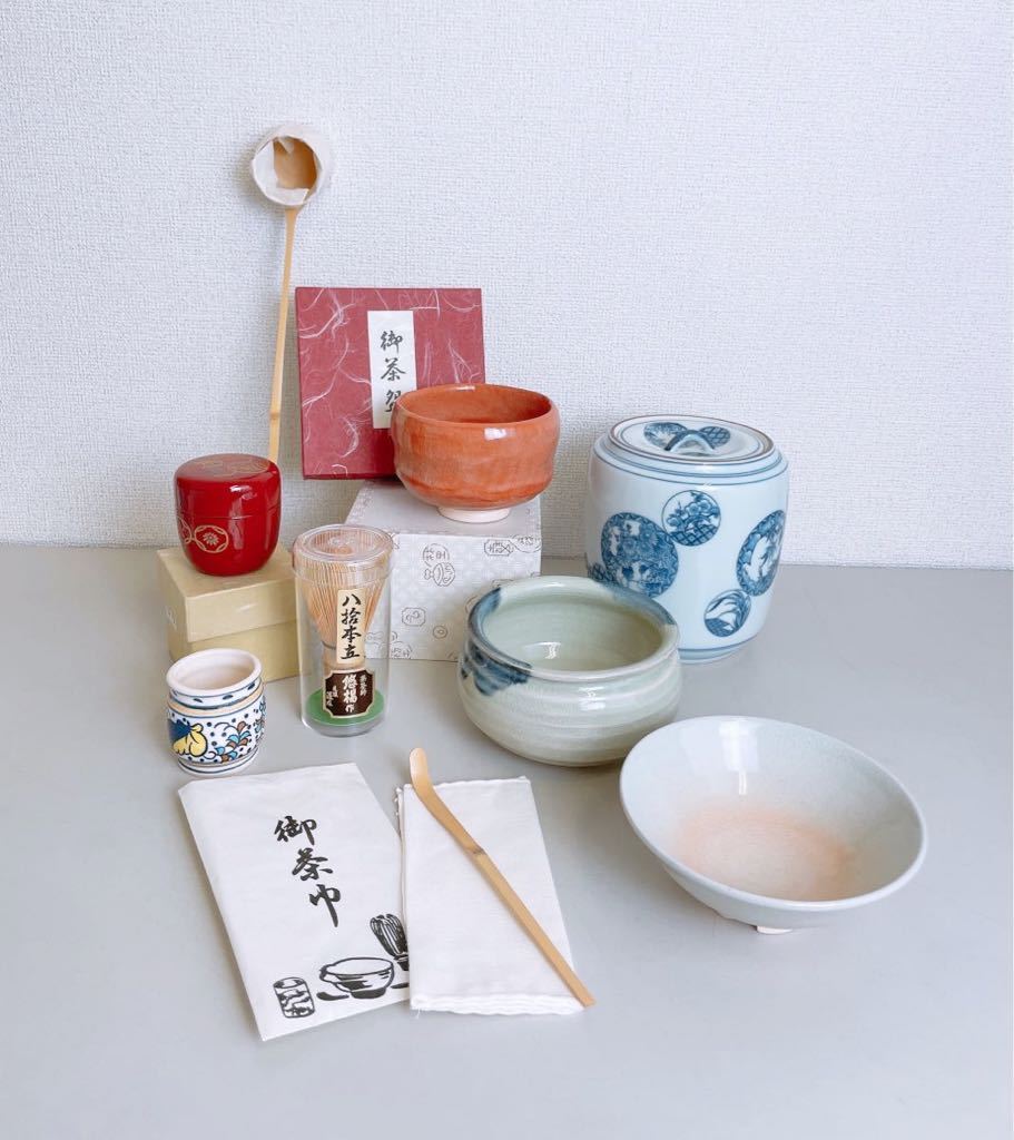 特選☆茶道具☆茶碗 棗 なつめ 茶杓 柄杓 文齋 短冊用 茶筅 八拾本立 