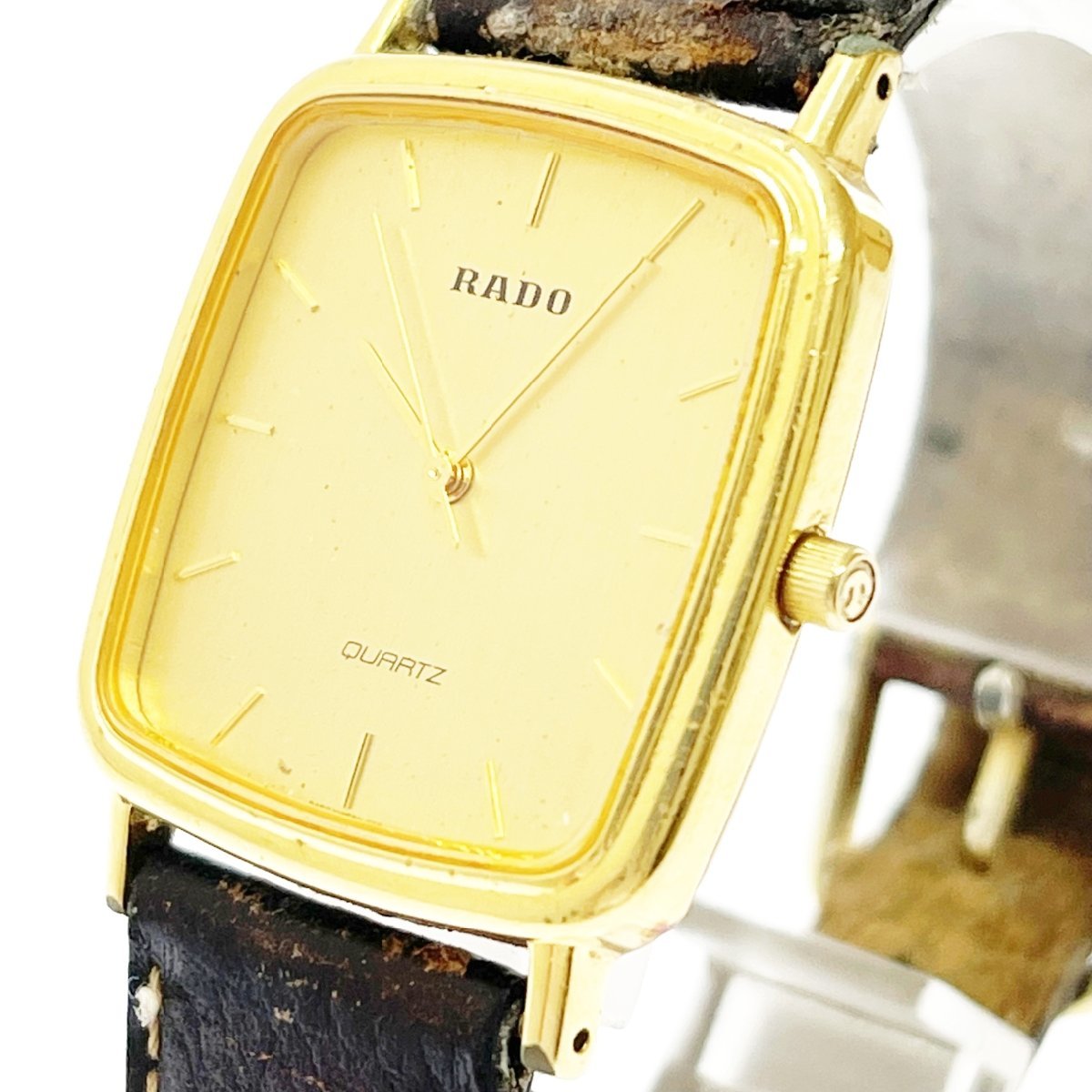 1円スタート】RADO ラドー 132.9555.2 スクエア GP×SS ゴールド文字盤 