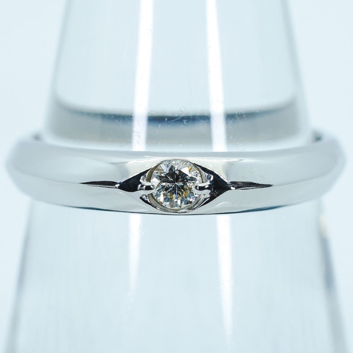 ★1円スタ売切！【0.08ct】K18WG 1.8g ♯8.5 ホワイトゴールド ラウンドカット レディース ダイヤモンドリング Diamond Ring 指輪 仕上げ済