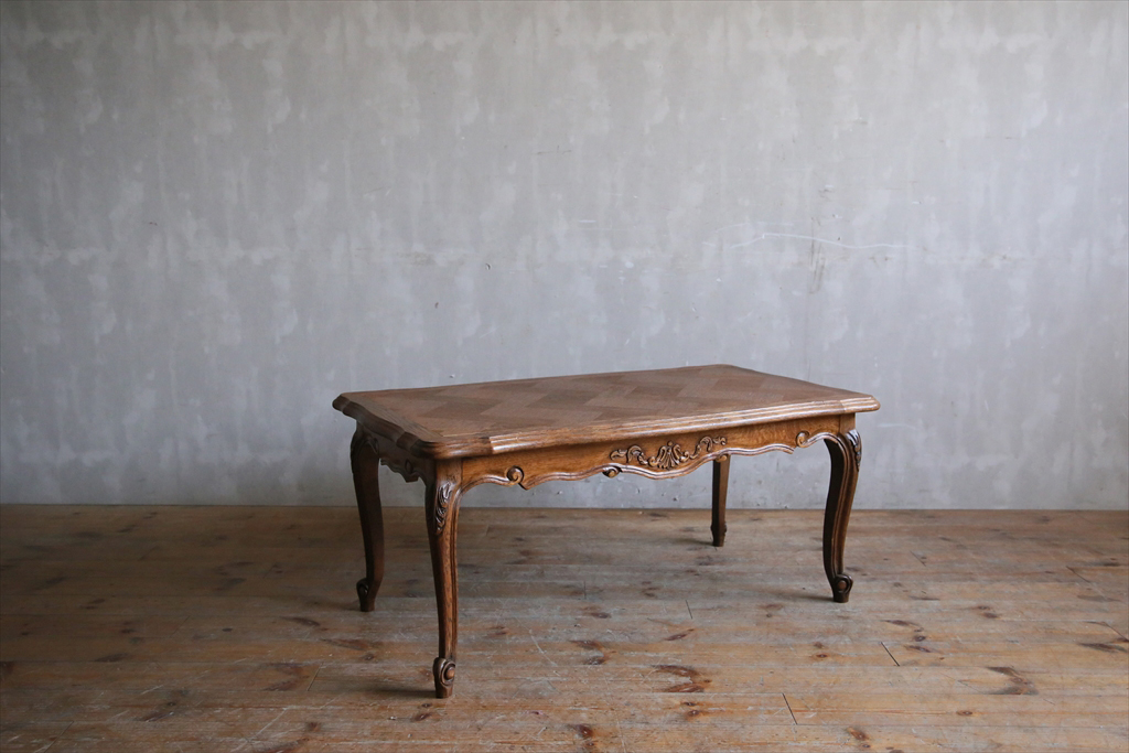 レトロ アンティーク センターテーブルセットの椅子① フランスアンティーク〇猫脚コーヒーテーブルb/木製ローテーブル/机/座