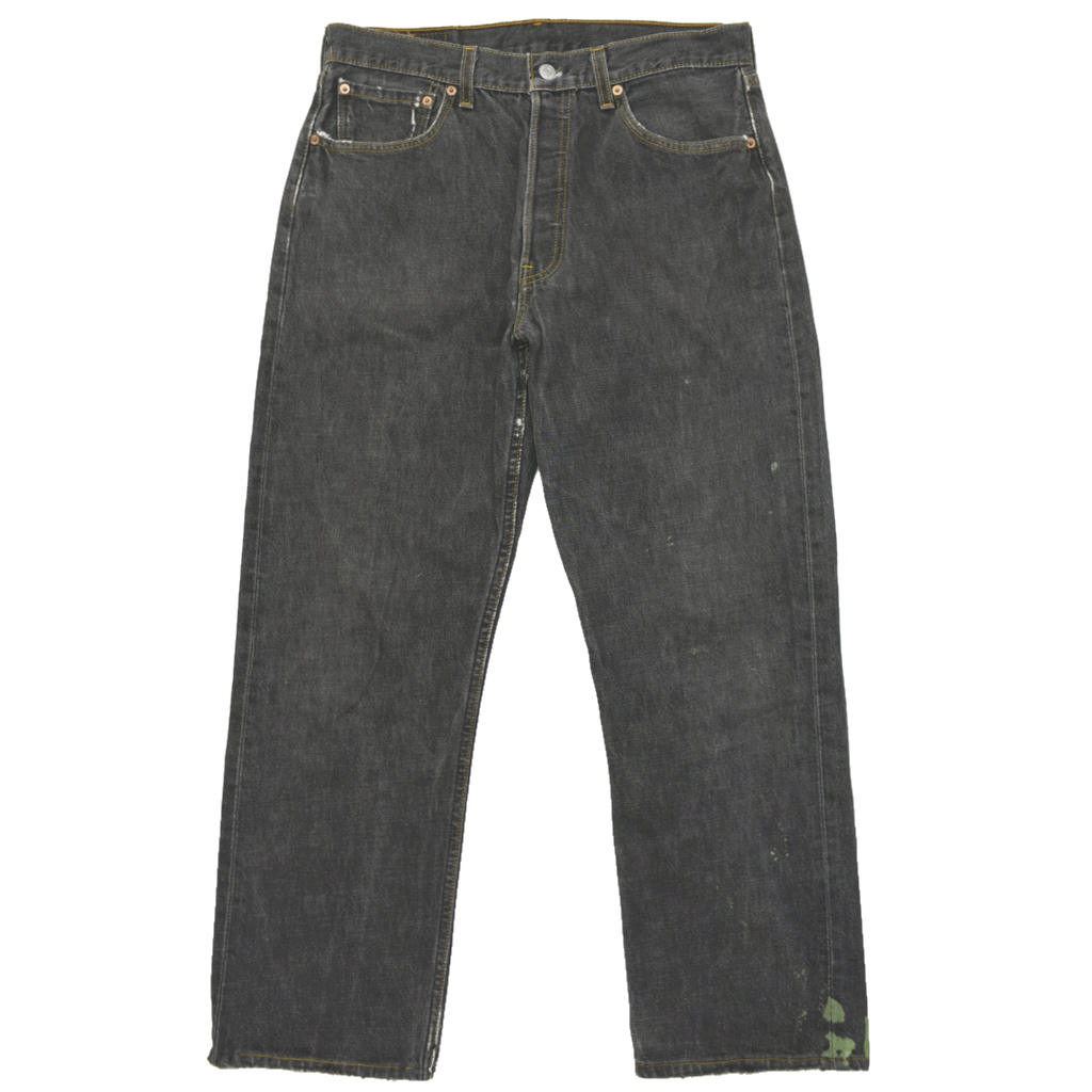 雰囲気◎ 90s ビンテージ USA製 Levis リーバイス 501 先染 ブラックデニム 501(6501-0137) size.33×27相当 ダメージ 襤褸
