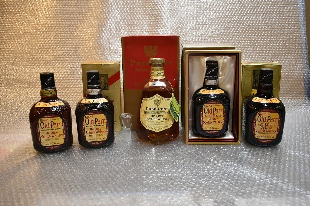 【おまけ付き】Grand Old Parr 他　4本　古酒おまとめ 倉庫整理品 28 未開封 古酒古酒 PRESIDENT Old Parr12 5本