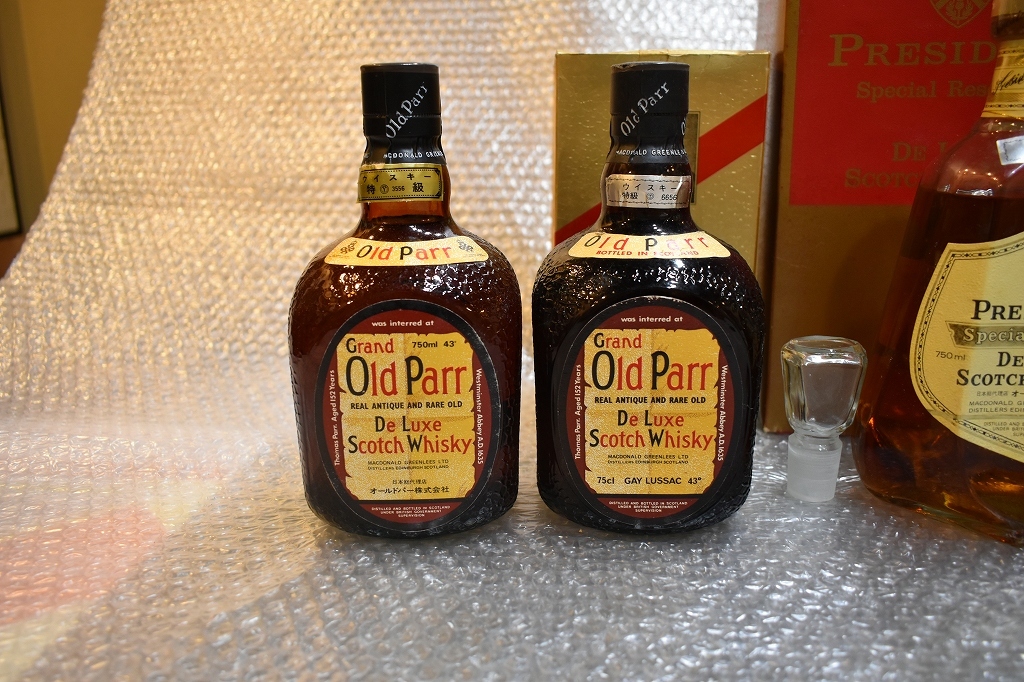 【おまけ付き】Grand Old Parr 他　4本　古酒おまとめ 倉庫整理品 28 未開封 古酒古酒 PRESIDENT Old Parr12 5本