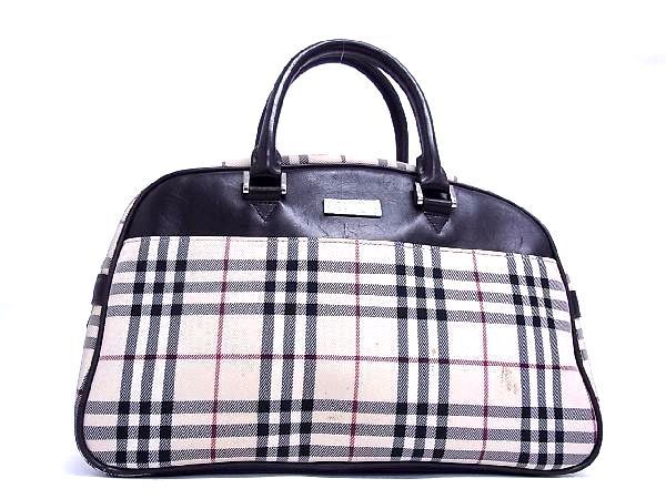 1円 BURBERRY バーバリー ノバチェック ナイロンキャンバス×レザー トート ハンドバッグ ミニボストン レディース ベージュ系 AN3687
