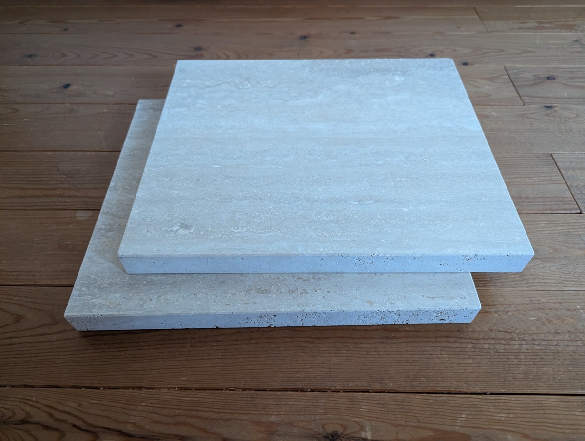 天然大理石/オーディオボード/トラバーチン/2枚セット