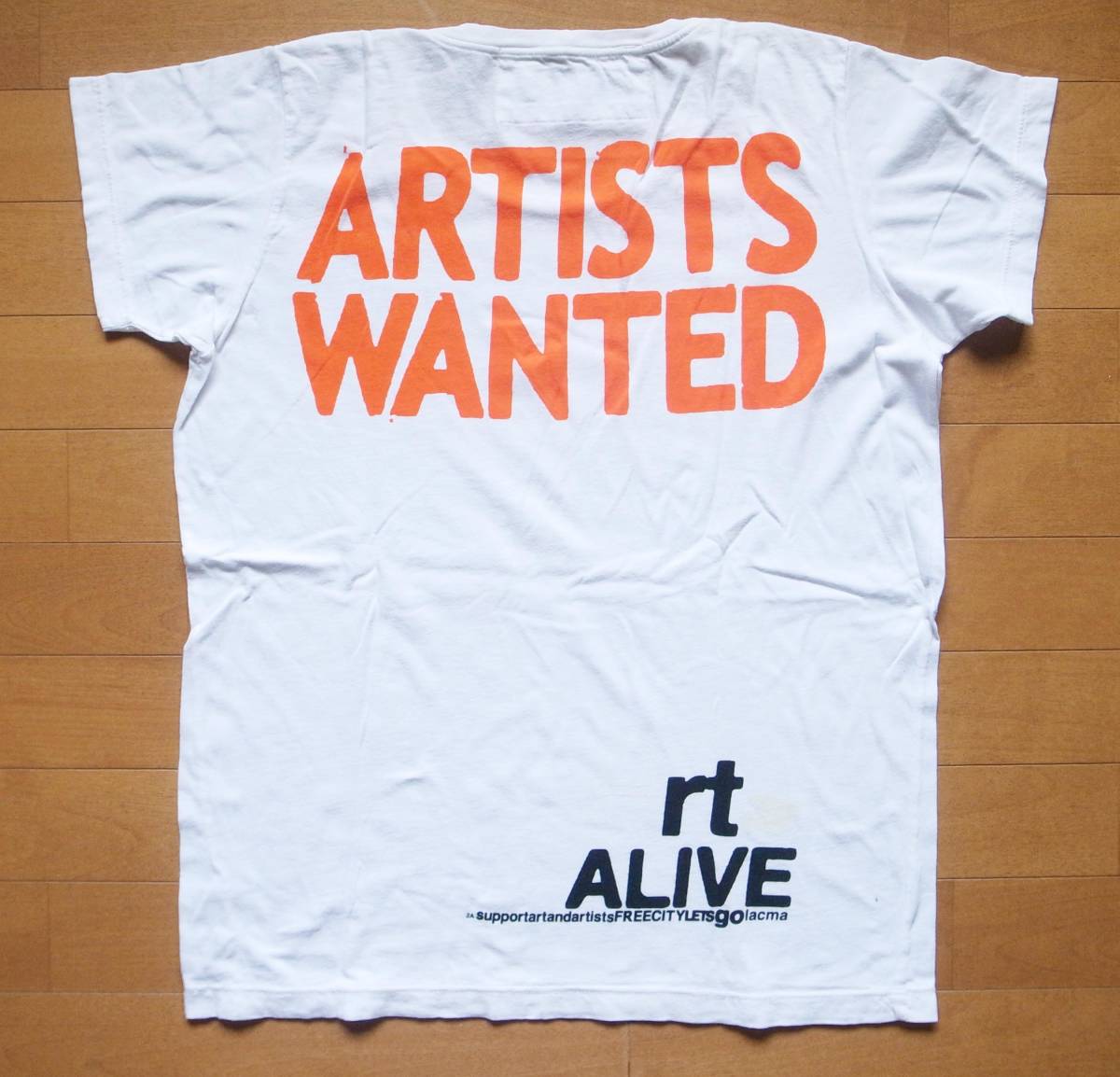 FREE CITY フリーシティー ARYISTS WANTED Tシャツ L 白 USA製ダメージ 