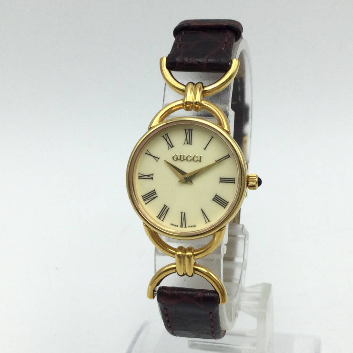 G152〇【QZ/不動】Gucci グッチ 600.2.L レディース腕時計 クォーツ 2針 純正ベルト 現状品 〇