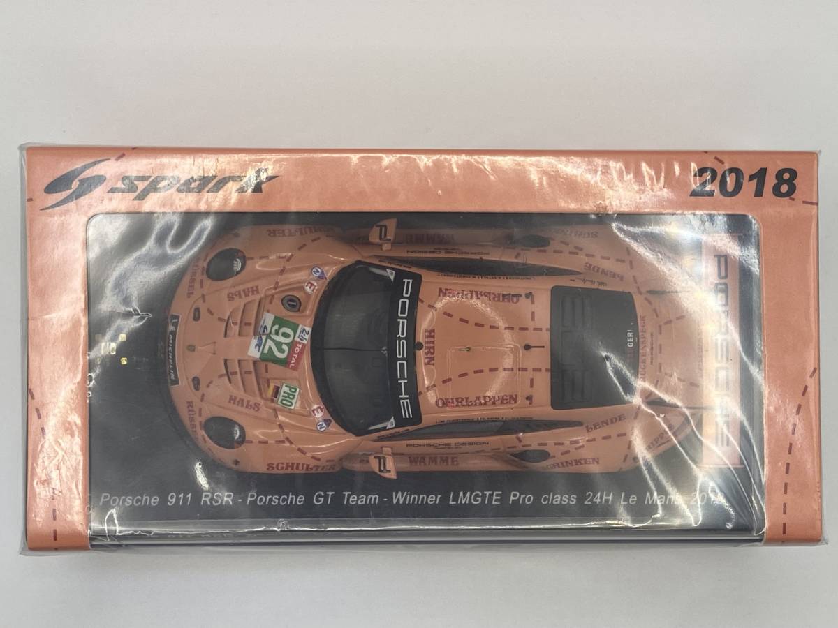 1/43 PORSCHE 911RSR #92 (復刻リバリー) 2018年　ルマン24h LMGTE-Proクラス優勝　ミニチュアトロフィー付き限定品