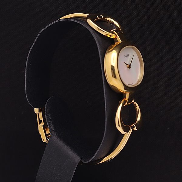 1円スタート】GUCCI グッチ シェリーライン GP×革ベルト ブラック文字  