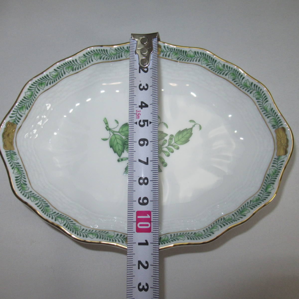 HEREND ヘレンド アポニーグリーン オーバルディッシュ 2枚/箱入・未使