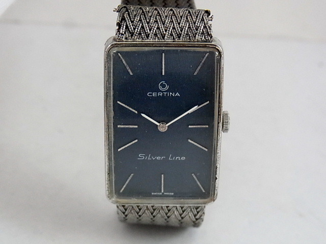 アンティーク　CERTINA　サーチナ　Silver　Line　１７石　角型　手巻き　銀ケース　２６