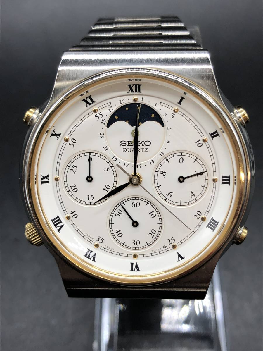 SEIKO セイコー クロノグラフ ムーンフェイズ クォーツ 7A48-7000