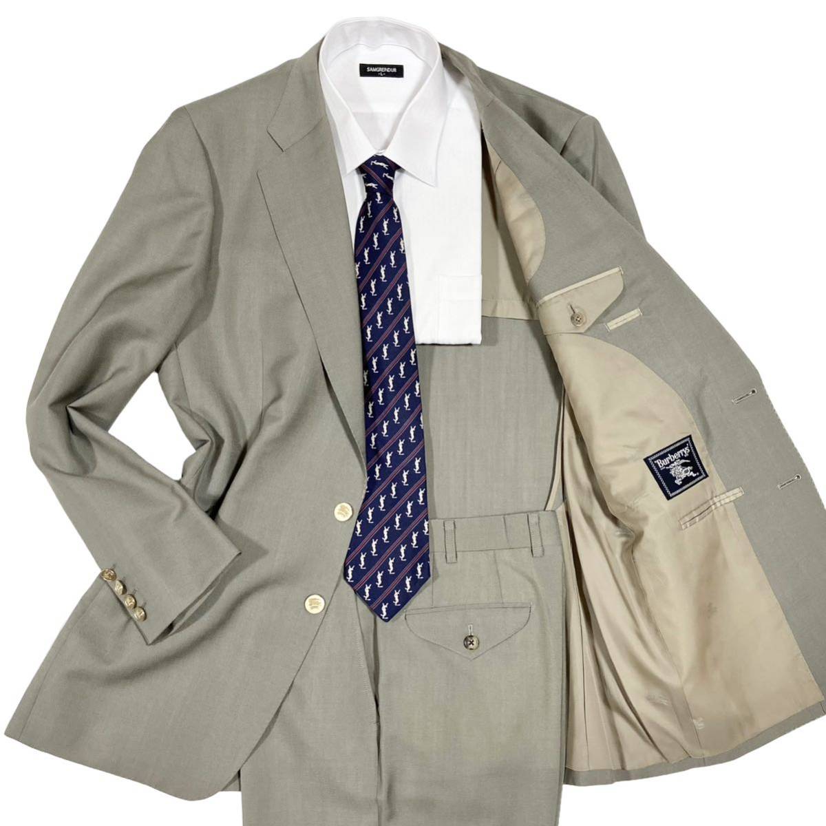 バーバリー 紺ブレ 金ボタン ダブルブレスト タスマニアウール