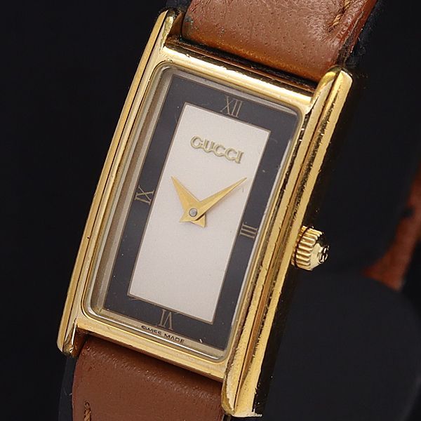 GUCCI 2600L ゴールドカラー レクタンギュラー バイカラー文字盤