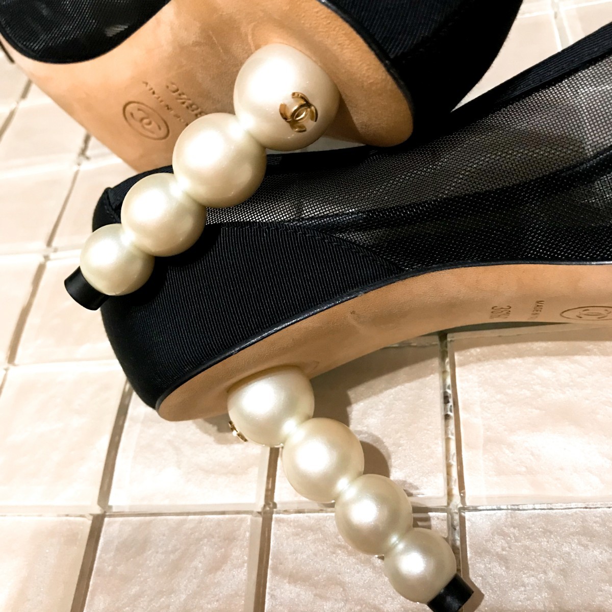 CHANEL☆シャネル☆パンプス サンダル☆パール☆ココマーク☆23.5cm CHANEL☆シャネル☆パンプス サンダル☆パール☆ココマーク☆23.5cm