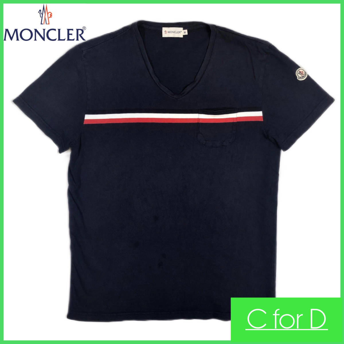 即決☆MONCLER☆Mサイズ モンクレール 半袖 メンズ 紺 ネイビー ロゴ 