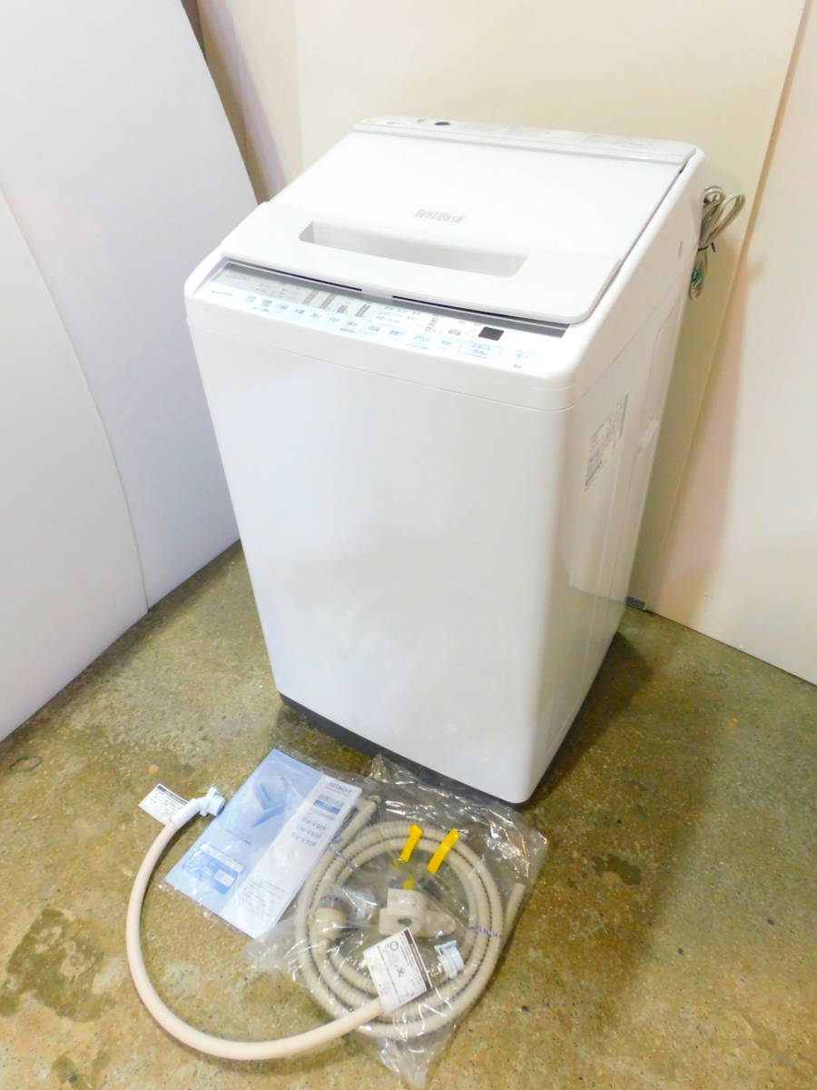 m411 ♪美品♪2021年製♪ HITACHI 日立 ビートウォッシュ 全自動洗濯機 BW-V70F 縦型 洗濯容量7.0kg ナイアガラ ビート洗浄 自動おそうじ