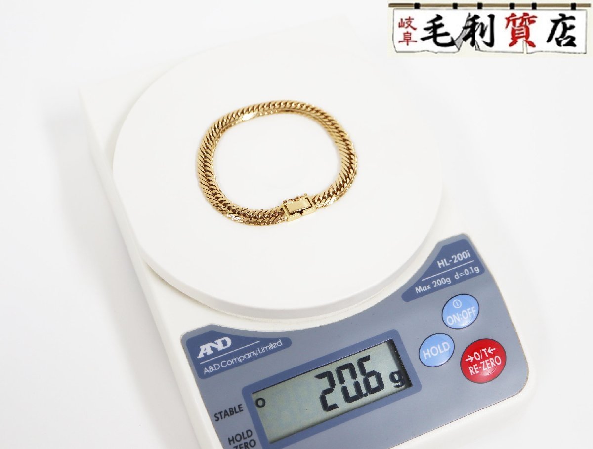 K18 イエローゴールド 20.6g ミラーカット 喜平 ブレスレット キヘイ18 