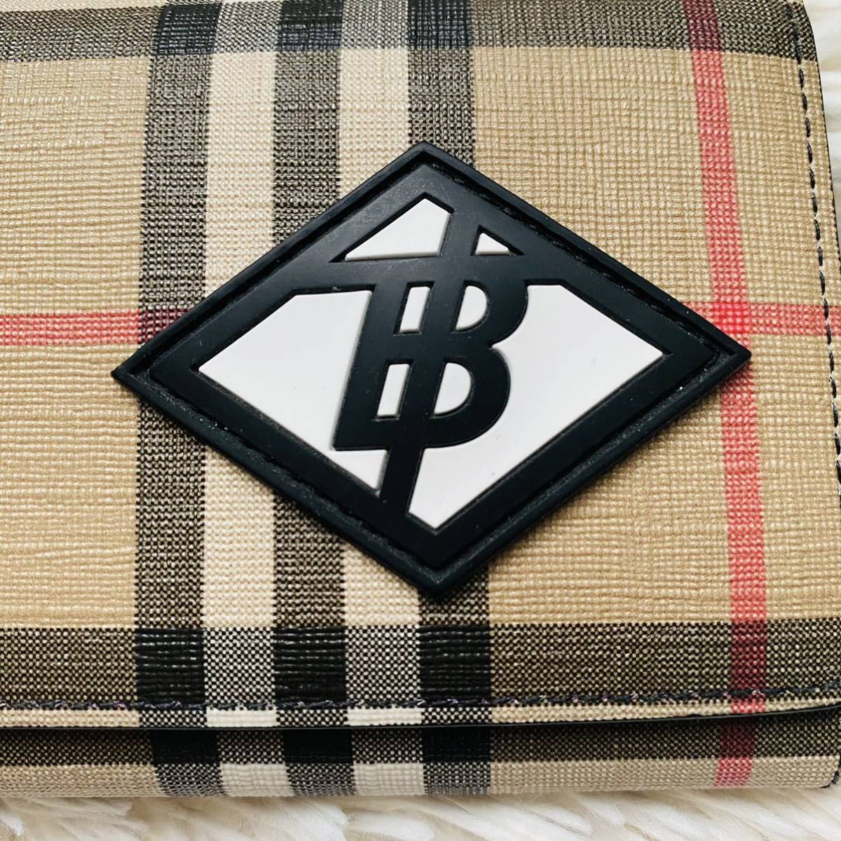 バーバリー 長財布 TB ロゴ ヴィンテージチェック キャンバス レザー 