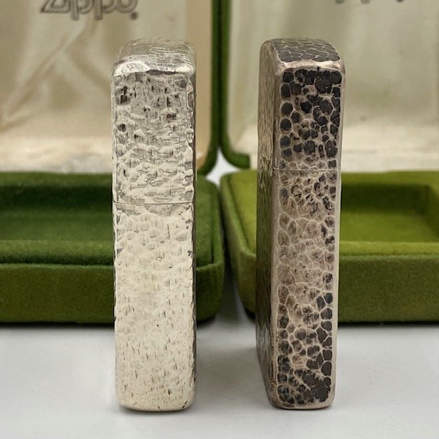 STERLING SILVER 2000年 釣り上がる ハンマートーン スリム ZIPPO 
