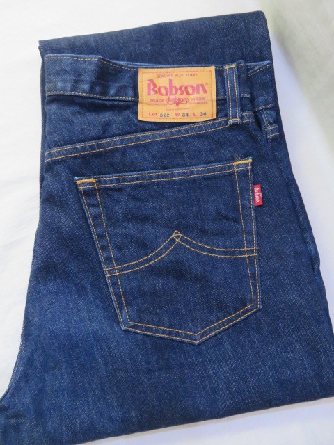 ☆濃紺 日本製 Bobson ボブソン #522 ジーンズ デニムパンツ W34L34 テーパードジーンズ スリム☆
