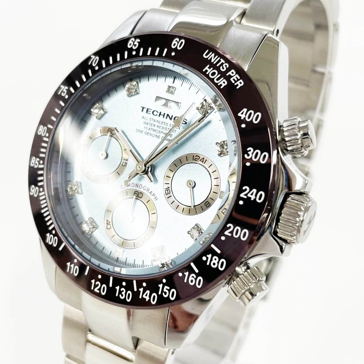 1円スタート】【箱付き】TECHNOS テクノス T4B26 クロノグラフ SS 