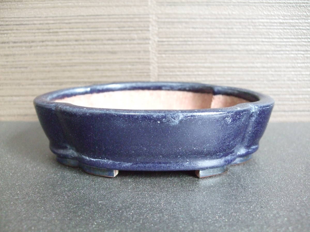 平安香山 [瑠璃釉 切立下紐木瓜式] 12.8cm 盆栽鉢 Yahoo!オークション 新作