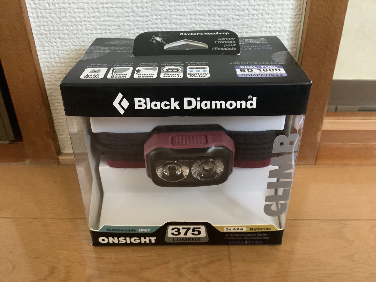 新品 ブラックダイヤモンド ヘッドランプ オンサイト375 ローズ（赤色