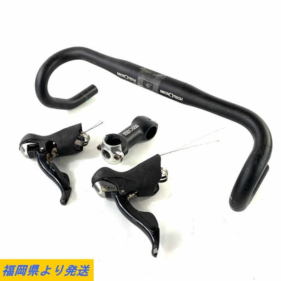 ロードバイク パーツ ドロップハンドル：MICROTECH ステム：MICROTECH レバー：SHIMANO105 ＊現状品【福岡】