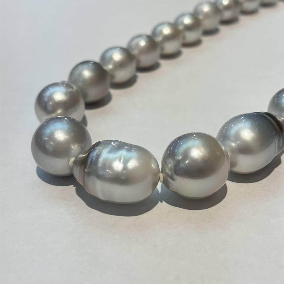 グレーパールネックレス バロックパール 白蝶真珠 SILVER 銀 全長約 