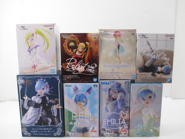 n69803-ty 未開封★8個 美少女フィギュア リゼロ Luminasta AMP トリオトライト レム ミネルヴァ エミリア プリシラなど [054-230721]