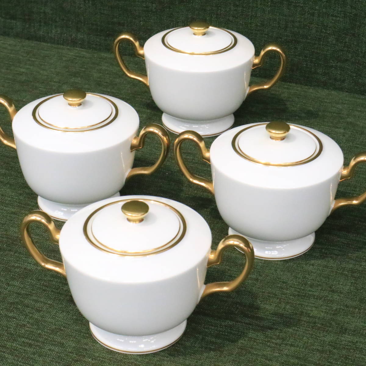 あ//A5428 大倉陶園　 シュガーポット　4点　OKURA レストラン使用