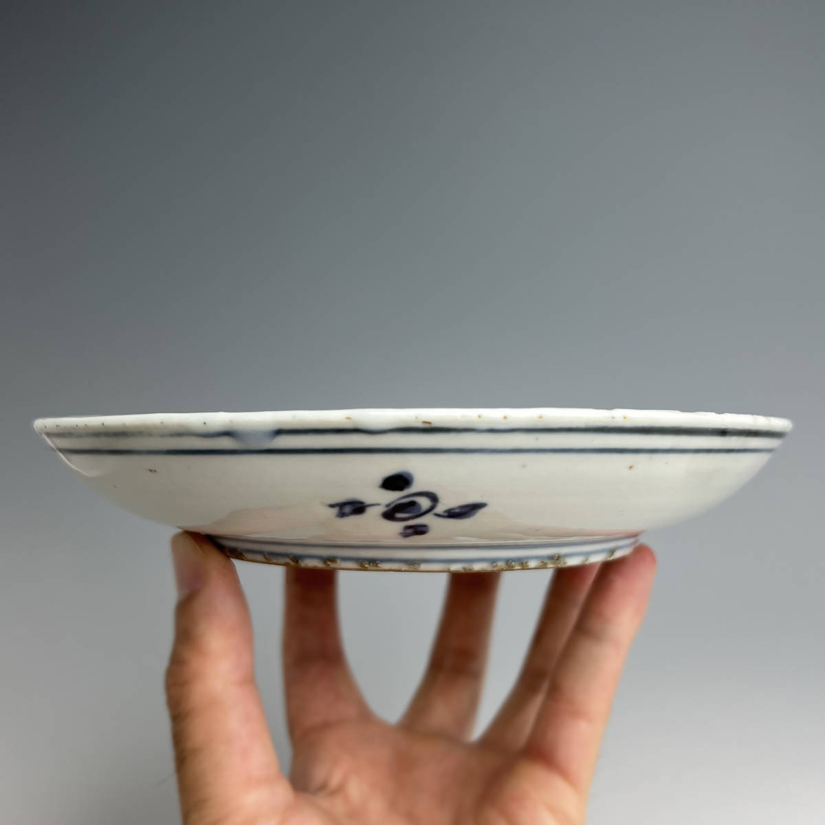 A390 古染付 双龍鹿紋皿 中国古玩 中国美術 明末 菓子器 唐物骨董 旧蔵