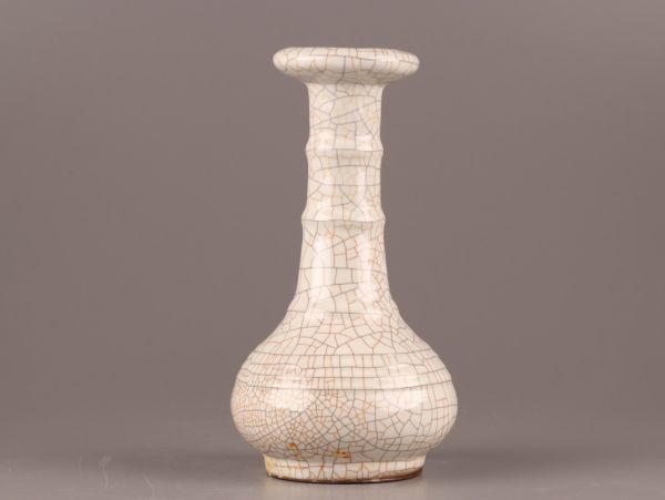 宋時代　银光瓷　葫芦瓶　瓢箪型 陶器 浮彫 獣環付 時代物 骨董品 中国古玩 唐物 宋代 官窯 白磁 花瓶 時代物 極上品 初だし品 C0667
